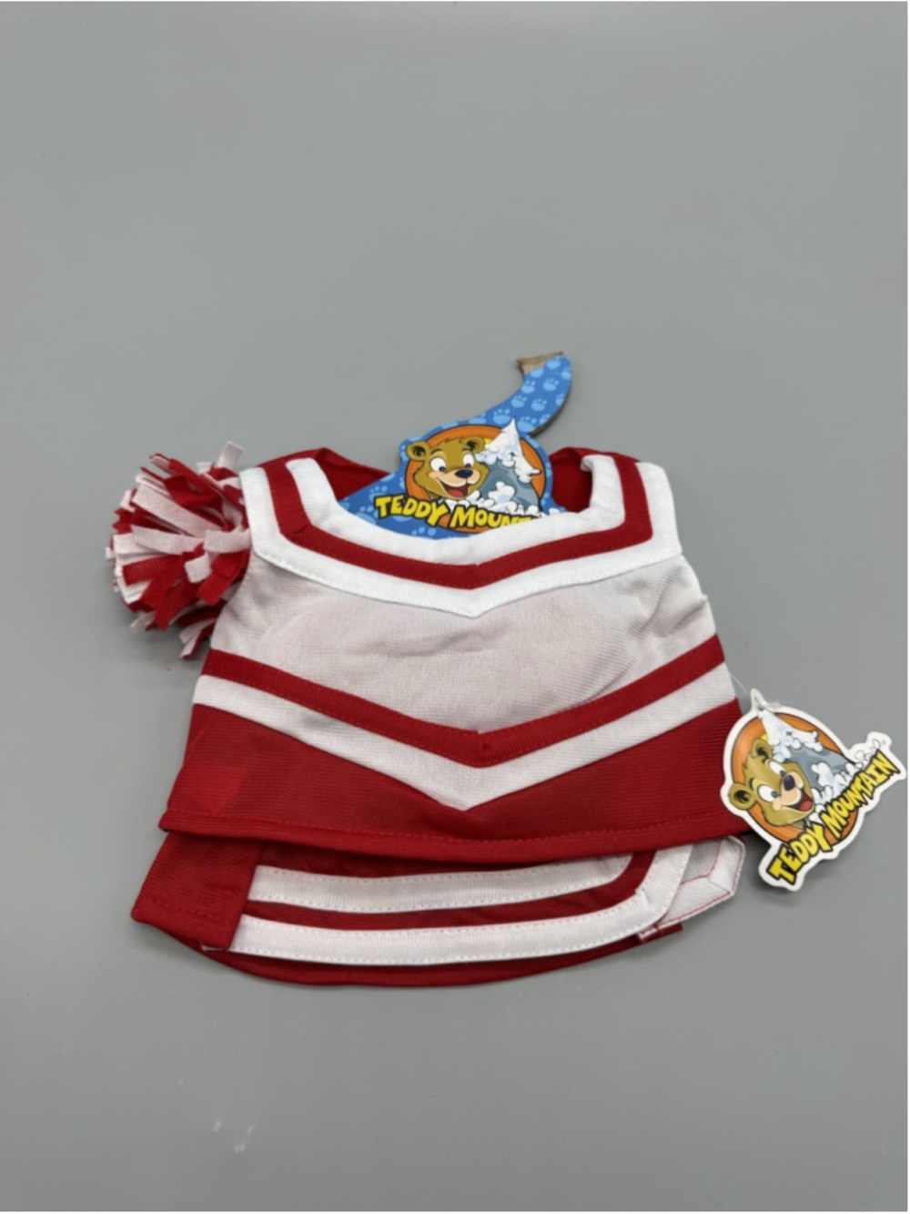 Teddy Mountain Red & White Cheerleading Outfit With One Pom Pom For Bears/Dolls